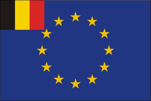 PAVILLON EUROPE + BELGIQUE 20X30cm ETAMINE