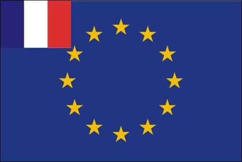 PAVILLON EUROPE + FRANCE 20X30cm ETAMINE