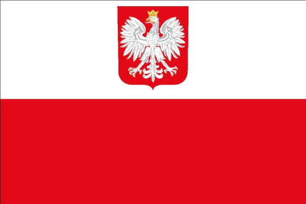 PAVILLON POLOGNE CIVIL ENSIGN 20X30cm ETAMINE