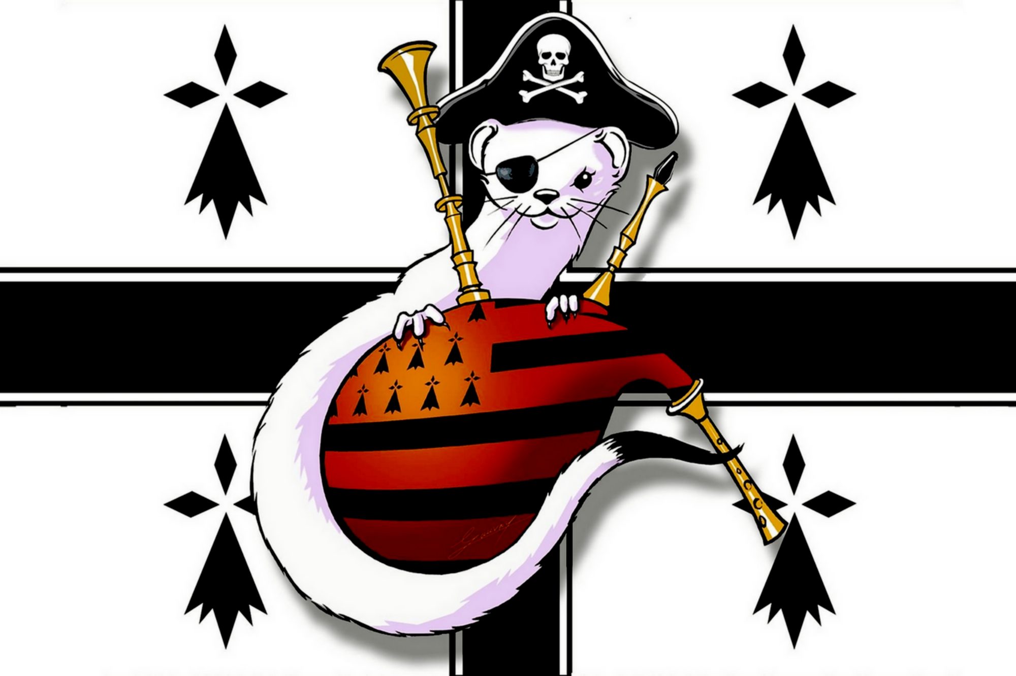 PAVILLON HERMINE BRETONNE PIRATE 30x45cm MAILLE