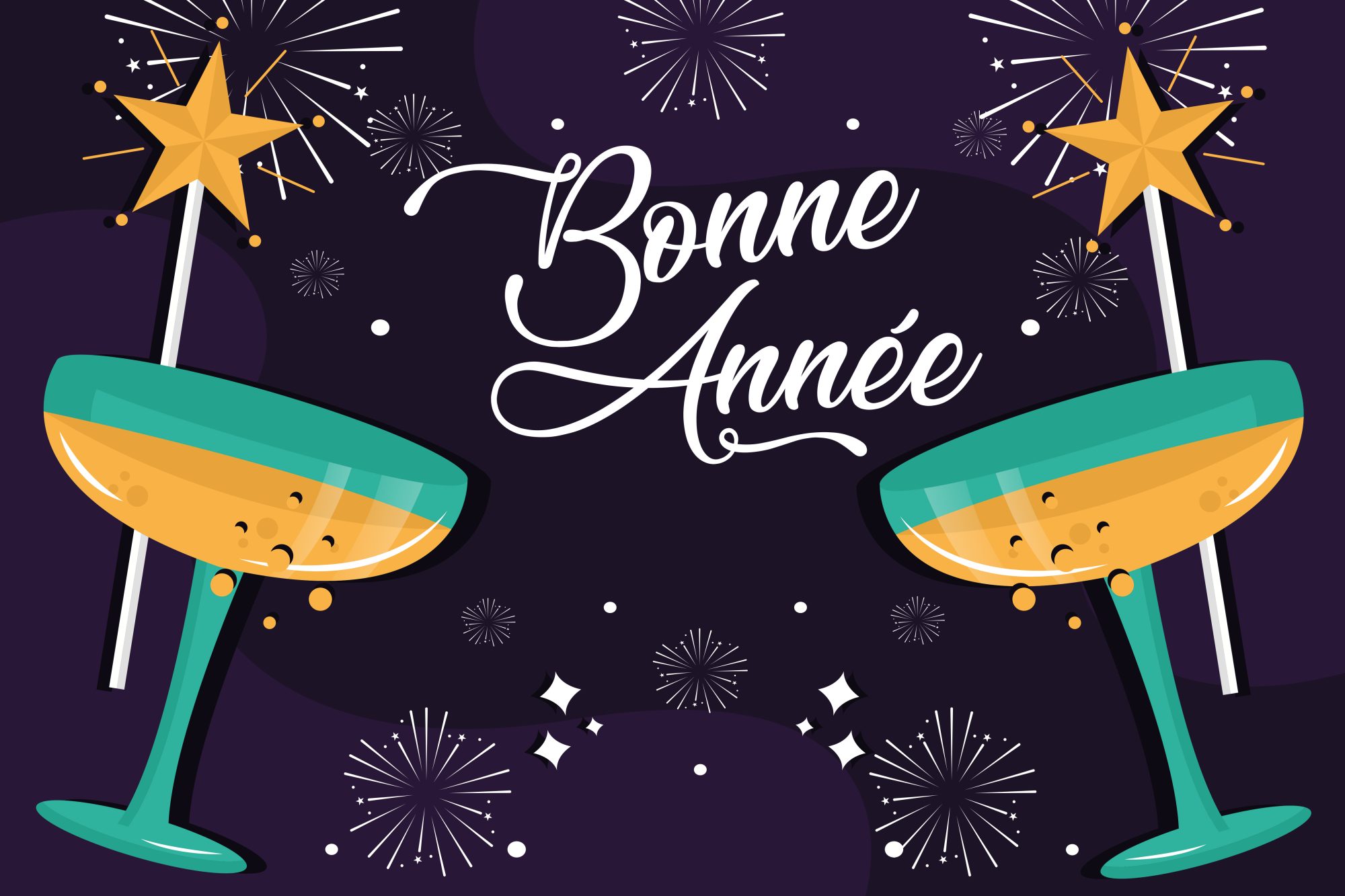 PAVILLON BONNE ANNEE 30X45 CM ETAMINE FANTAISIE